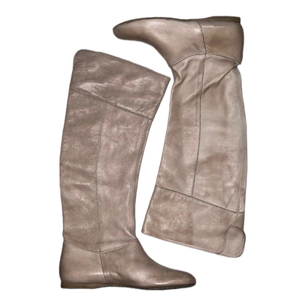 LAVORAZIONE ARTIGIANA Butter Tall Flat Riding Style Boots Beige Women's 7